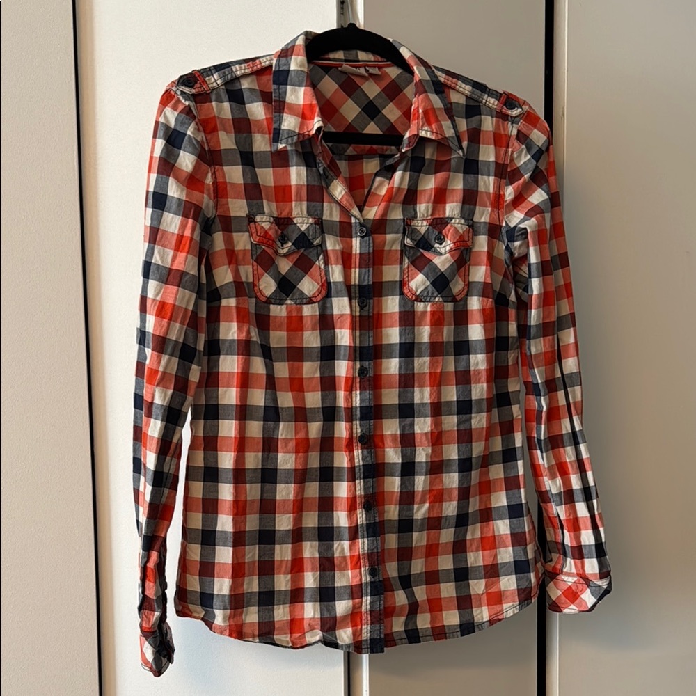Esprit Red and Blue Plaid Button Down Shirt